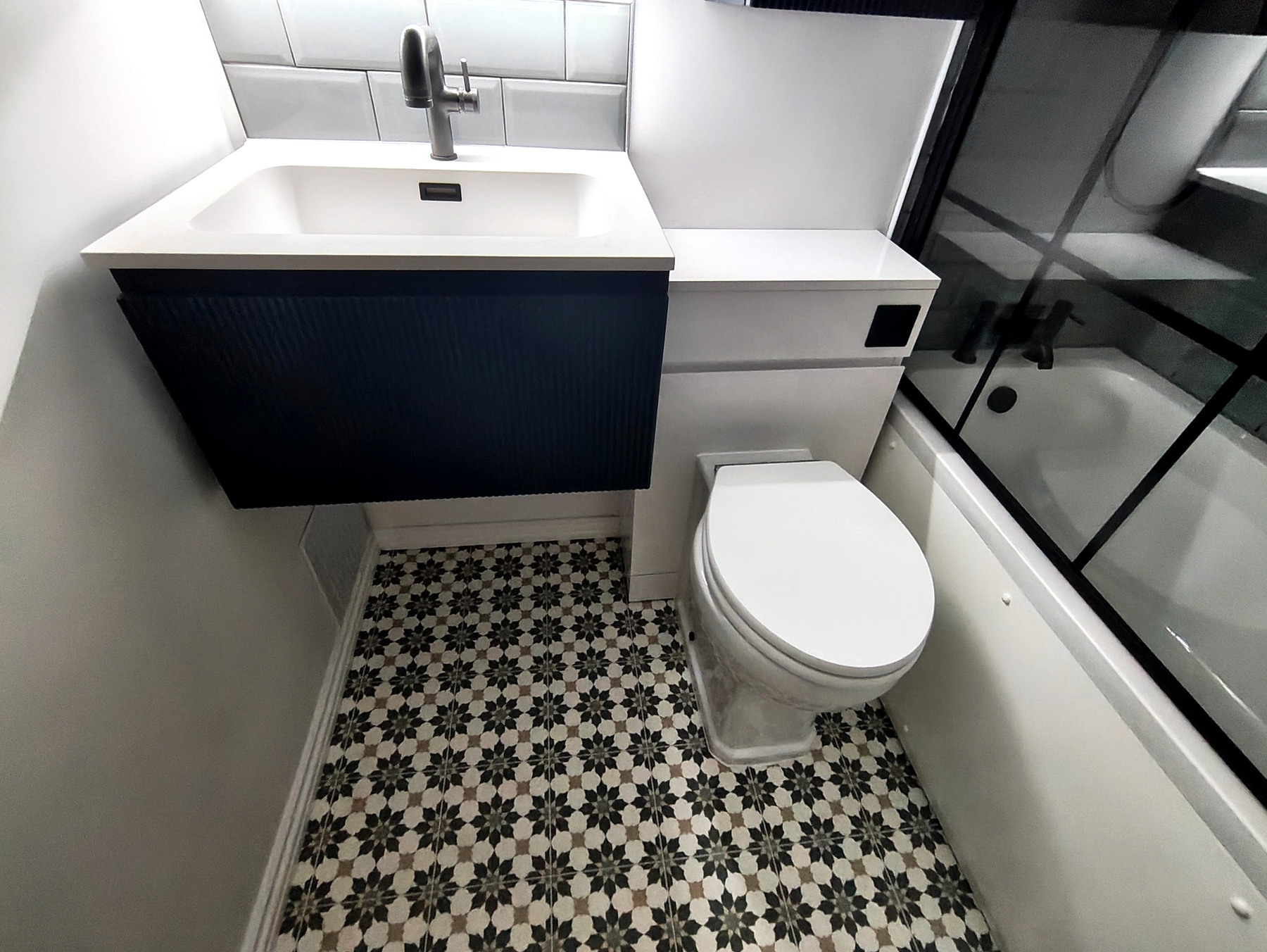 Overall view of the finished contemporary bathroom refurbishment